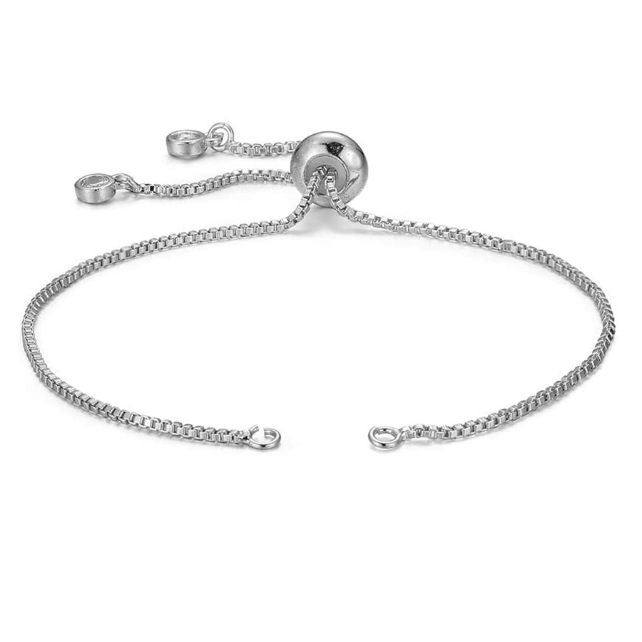 Gelang Slider Disesuaikan Gunmetal Rose-Gold Rantai Kuningan Berlapis Emas Batu Zirkonia Kubik DIY Rantai Tambahan Hadiah Persahabatan