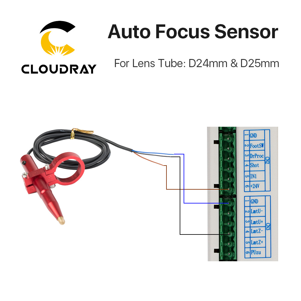 Sensor de enfoque automático Cloudray, eje Z para mesa arriba y abajo motorizada automática, máquina cortadora de grabado láser CO2