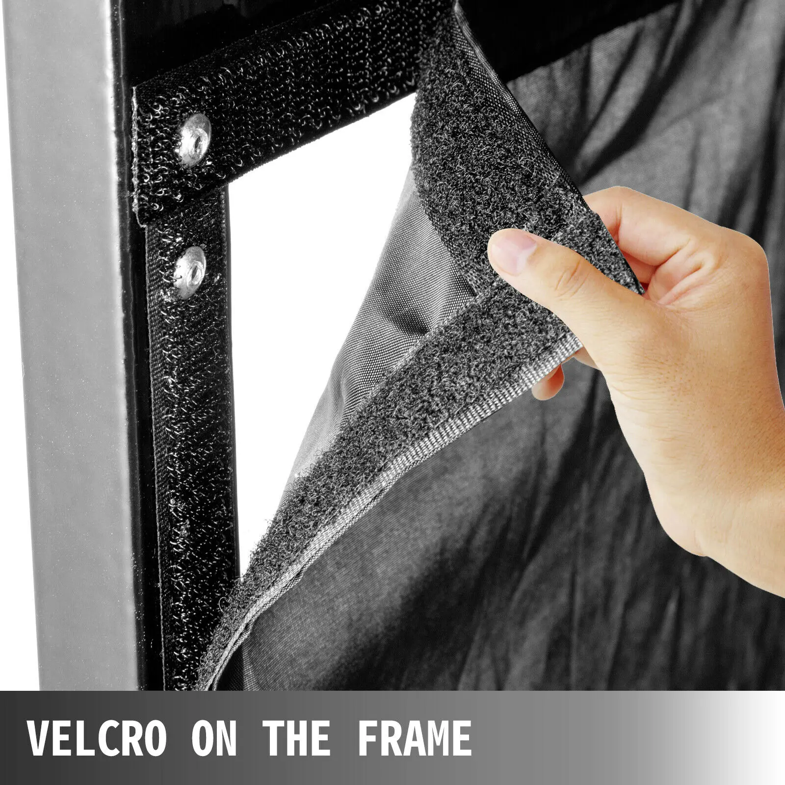 VEVOR DJ Event Facade Booth Black Scrim Metal Frame Booth 20" x 40" Flat Table Top Adjustable DJ Movable Facade Foldable Cover