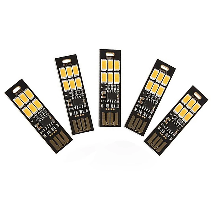 1 Chiếc Túi Mini Móc Khóa Đọc Sách Ban Đêm Đèn Âm Trần SMD5730 USB Sách Cảm Ứng Điều Khiển 6 Đèn LED Ánh Sáng Cho Laptop nguồn Máy Tính Ngân Hàng