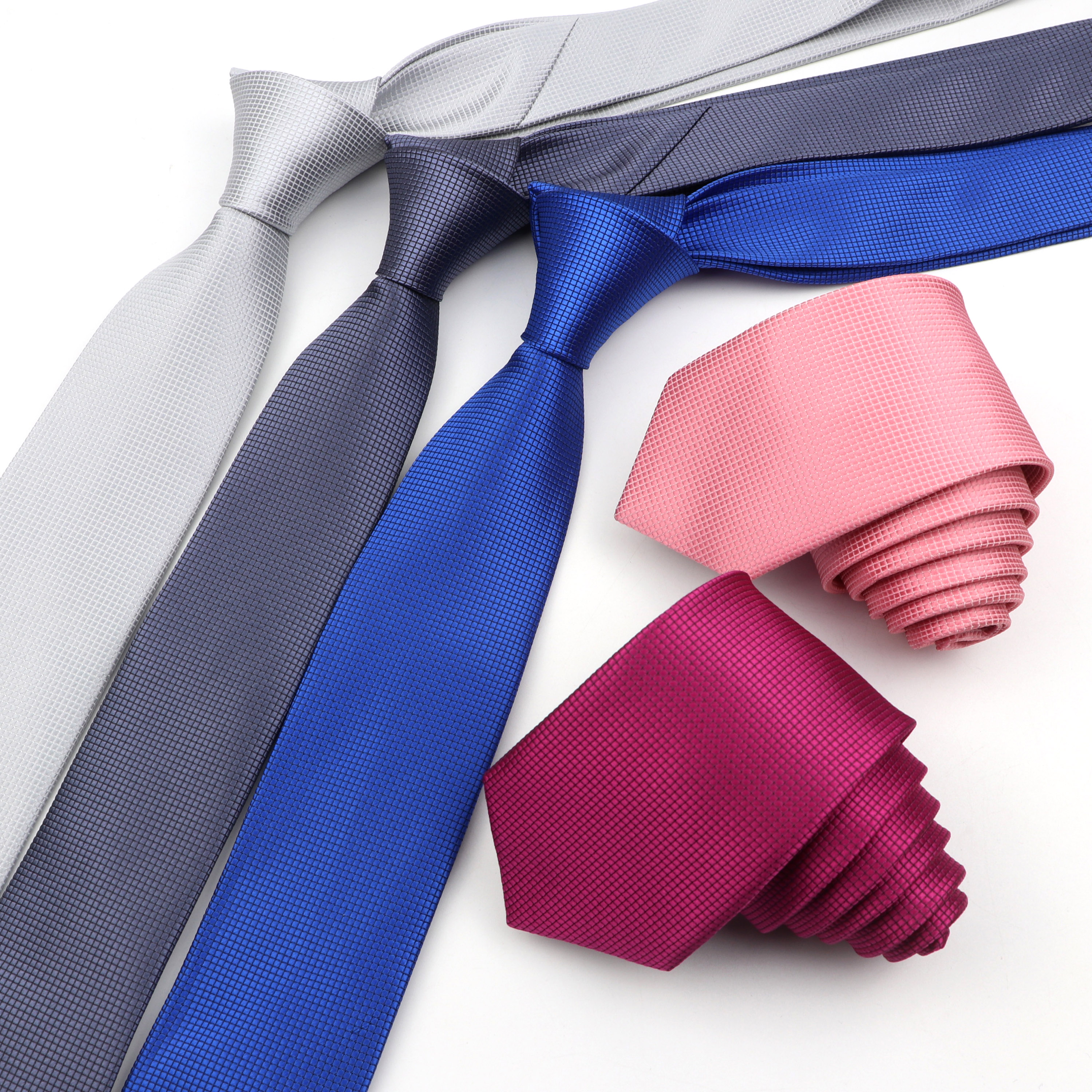 6cm Mens Business Krawatte Mode Klassische Dünne Feine Grid Krawatte Wein Rot Blau Rosa Champagner Anzug Krawatte Hochzeit Party zubehör