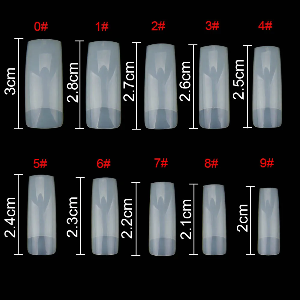 Cápsulas para uñas, 500 unidades/caja, puntas de uñas artificiales, cobertura completa, cápsulas acrílicas transparentes para uñas, manicura francesa, uñas postizas
