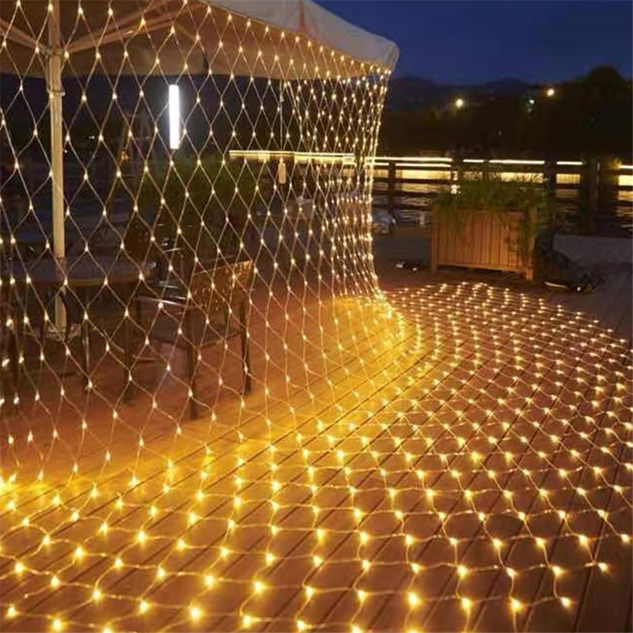 220V Eu-stecker Weihnachten Fee Lichter Im Freien 8 Modi Led Angeln Mesh String Lichter Hause Hochzeit Park Garten Dekorative girlanden