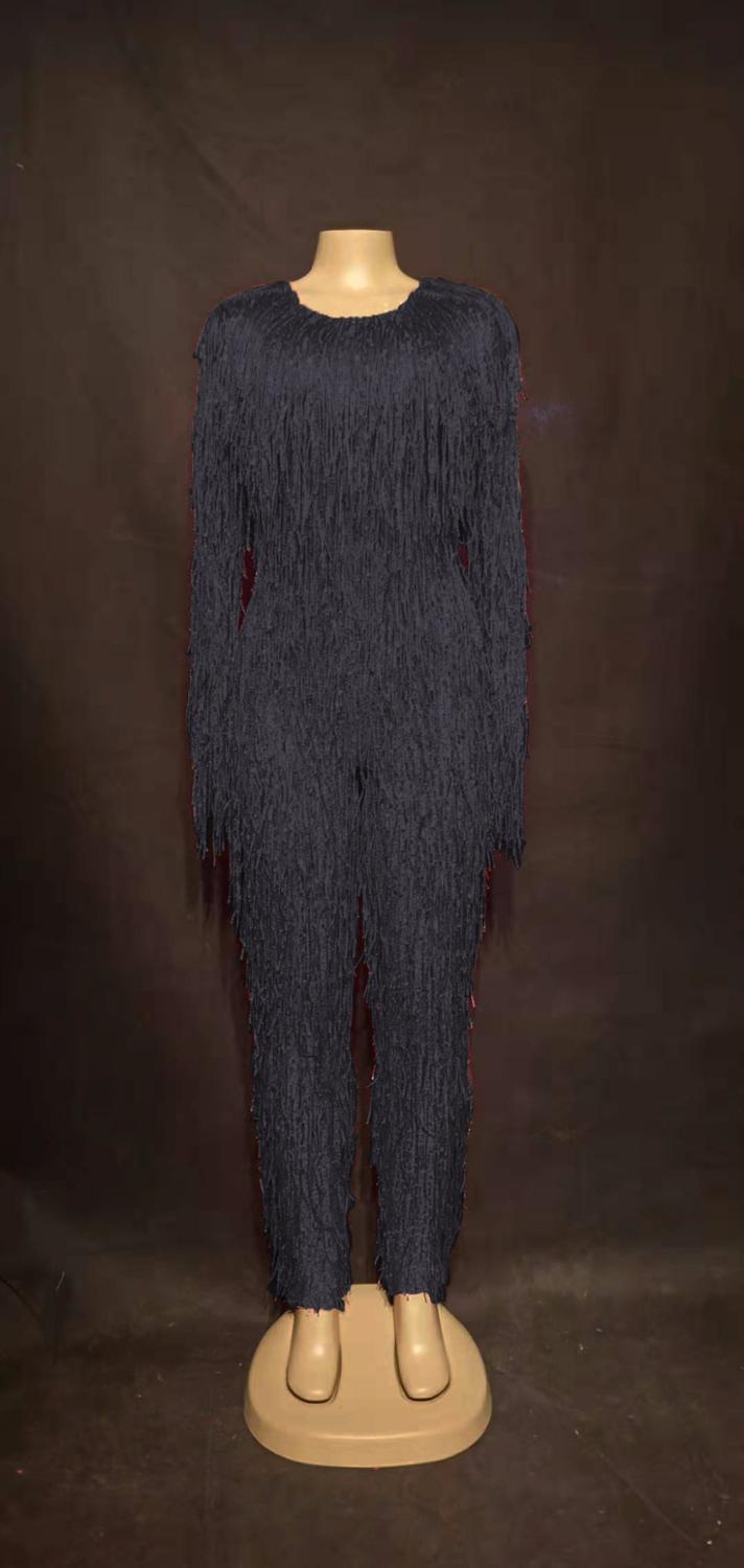 แฟชั่น Fringes หิน Jumpsuit Rhinestones เซ็กซี่บอดี้สูท Costum นักร้องเวทีสวมใส่วันเกิดฉลอง Tassels DS DJ ชุด