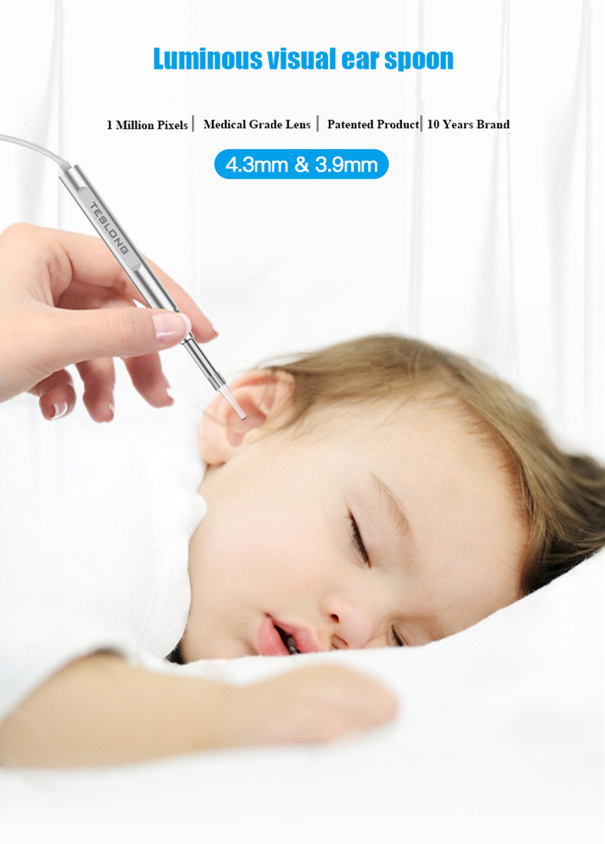 Otoskop WiFi 3.9Mm/5.0Mm Endoskopi Pembersih Telinga HD 1080P Kamera Telinga Nirkabel Giroskop 5 Sumbu Alat Penghilang Kotoran Telinga untuk Anak-anak