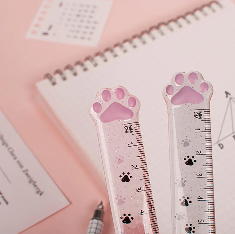 귀여운 고양이 발톱 눈금자, 다기능 DIY 드로잉 도구, 학생 눈금자, 이중 의무 학교 사무용품