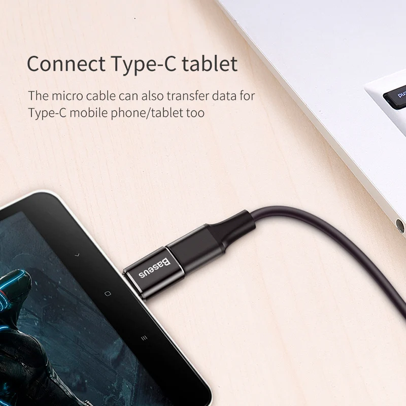BASEUS-Adaptador USB a tipo C para móvil, convertidor OTG, USB-C macho a microUSB tipo C hembra, para MacBook, Samsung S20