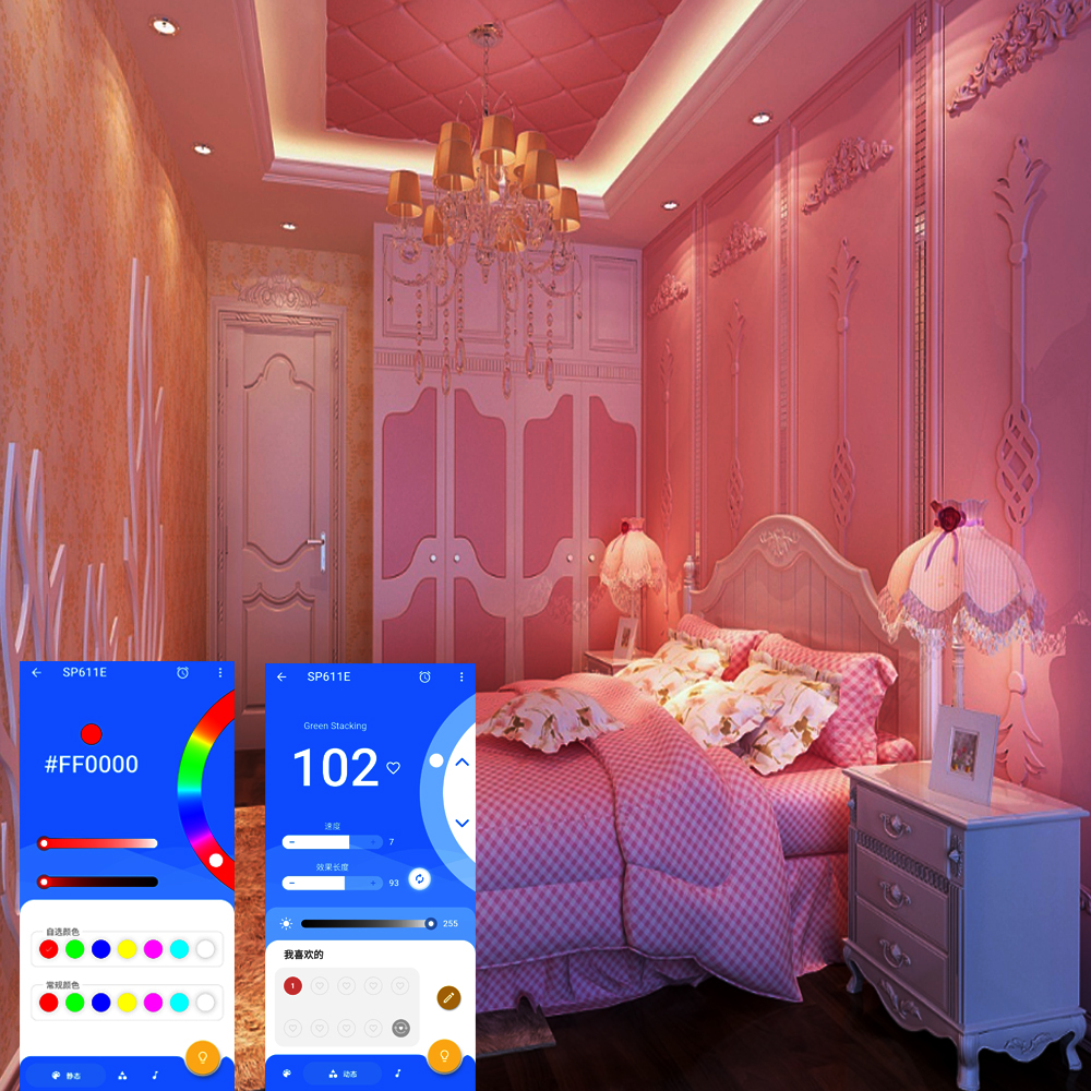 LED-Controller SP611E Bluetooth-Musik-App Ifor WS2811WS2812 Adressierbarer LED-Lichtstreifen IR38 KeysDC5V-24V