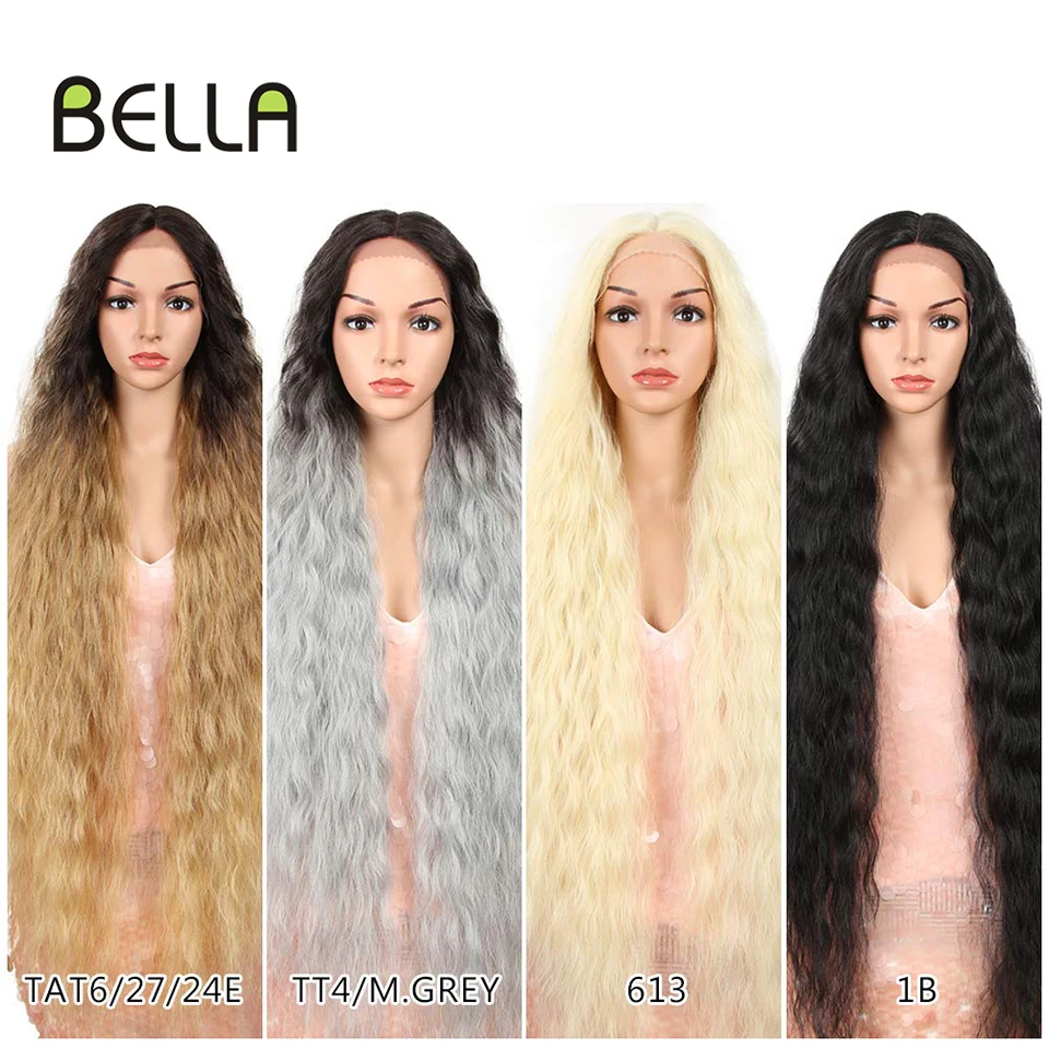 Bella สังเคราะห์วิกผมคอสเพลย์42นิ้วยาวคอสเพลย์ Curly สีบลอนด์613สีชมพูที่มีสีสันวิกผมสังเคราะห์วิกผมลูกไม้