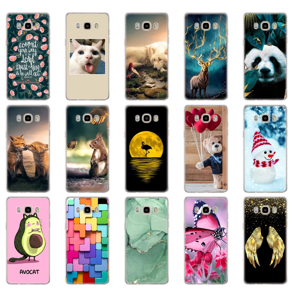 Casing untuk Samsung Galaxy J7 J5 2016 Casing J710 510F PENUTUP UNTUK Samsung J7 J5 2016 Casing Kerangka Musim Dingin Salju Natal