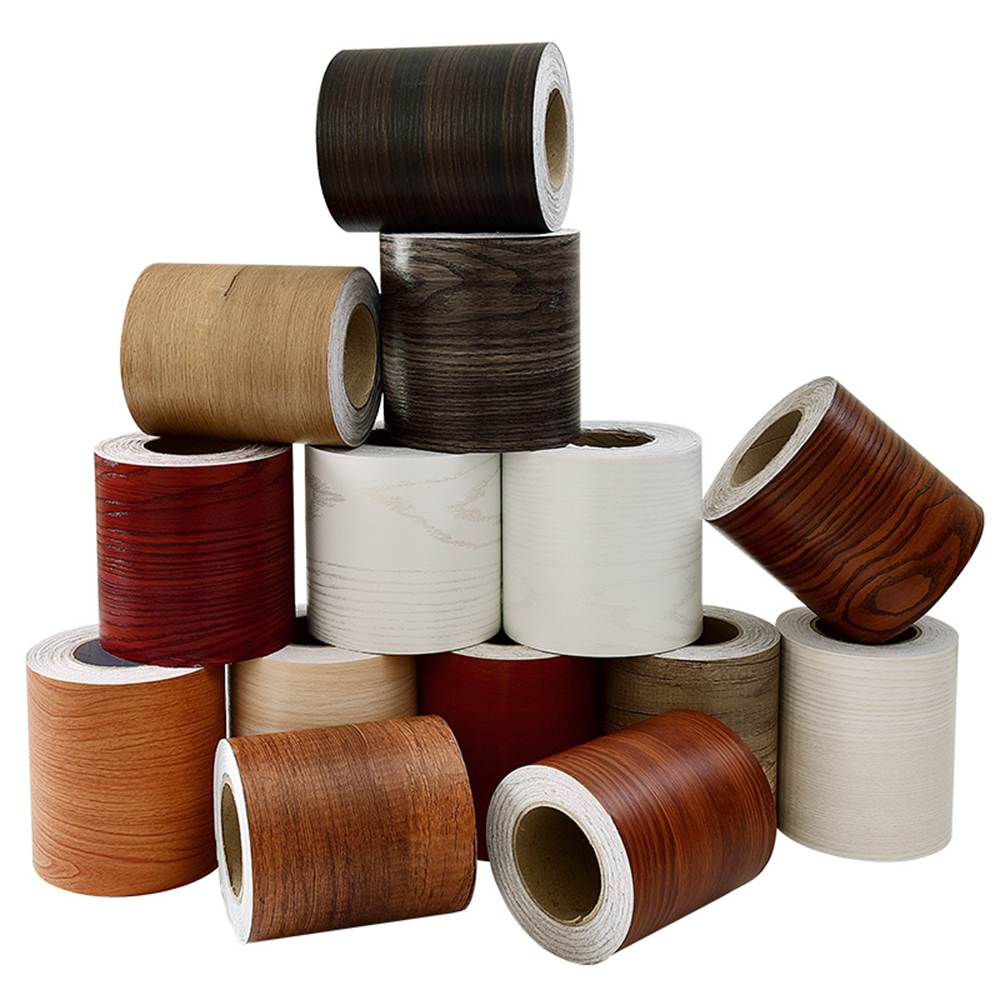 Papel tapiz de línea de cintura de grano de madera autoadhesivo, PVC impermeable, borde de pared, pegatinas de tablero de base, calcomanías de vinilo, calcomanía de decoración del hogar, 1PC