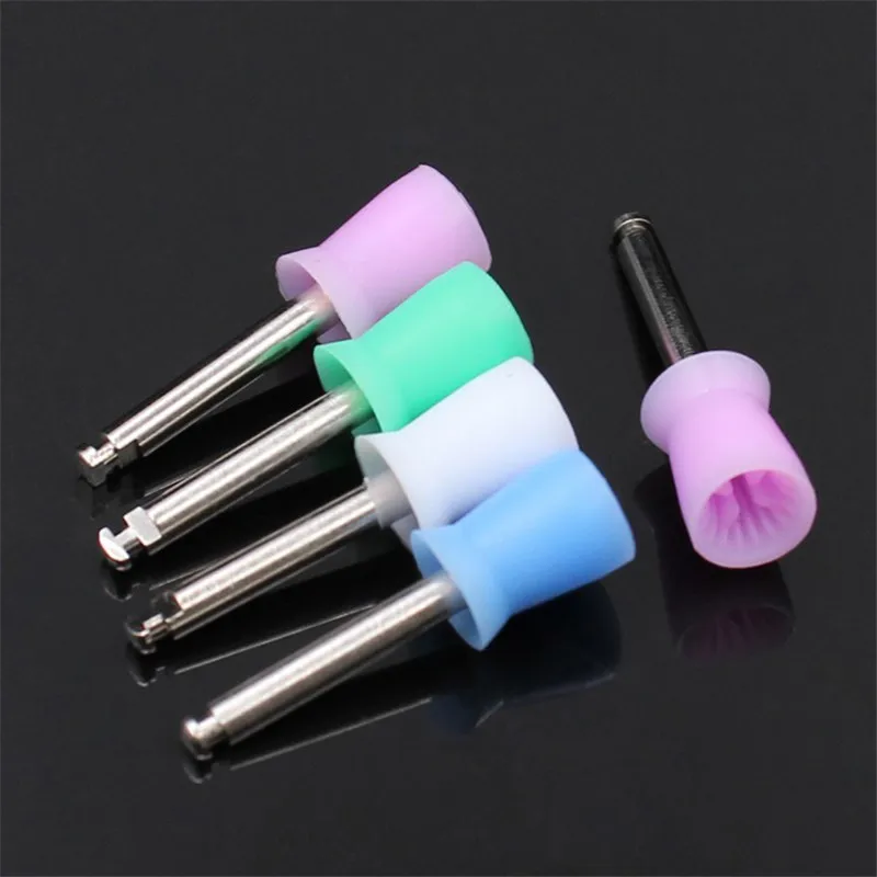 100pcs ทันตกรรมถ้วยขัดฟันภาษาโปลิชคําที่มีสีสันแปรงยางขัด Prophy สําหรับ Low Speed Handpiece