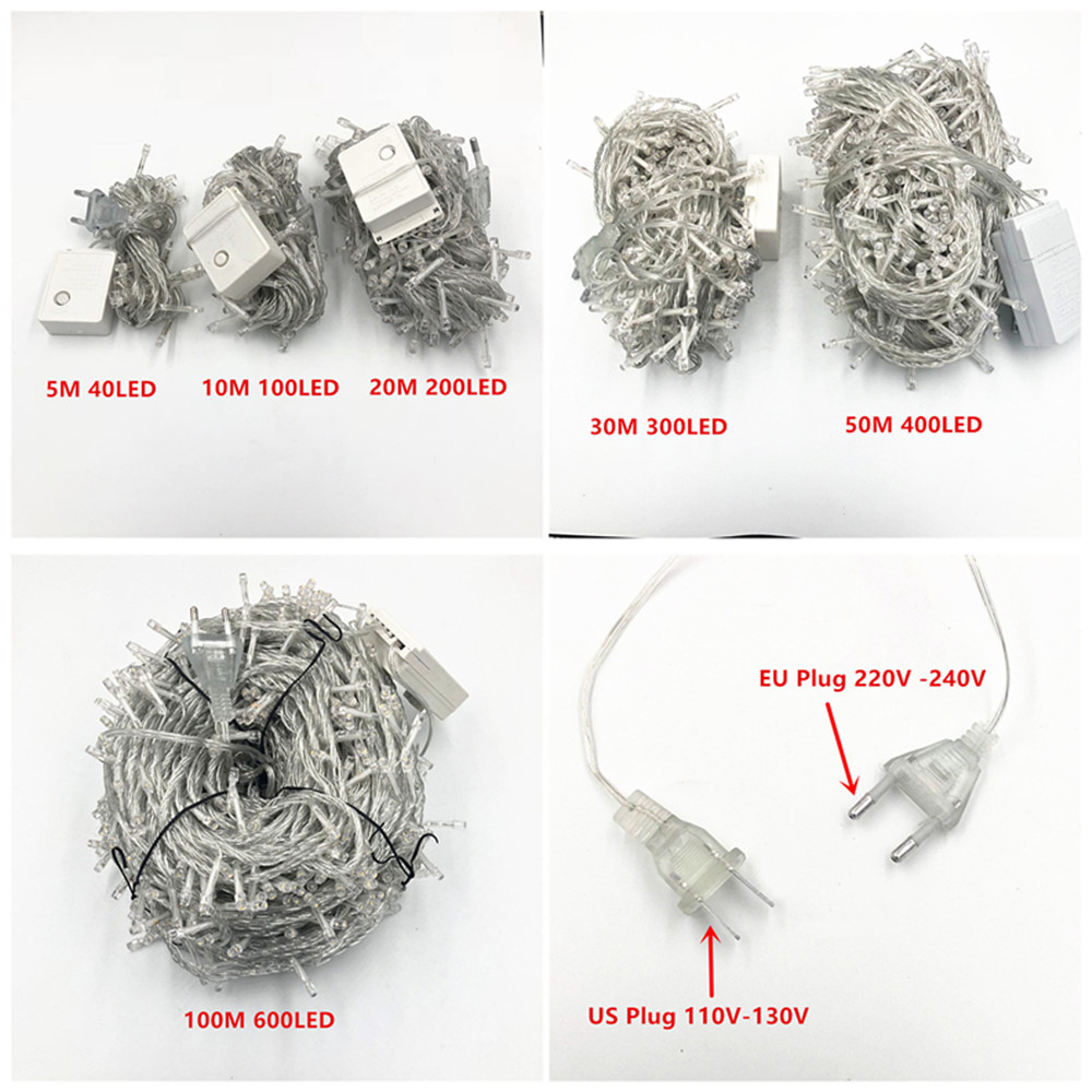 Xmas Outdoor Christmas Lights Led String Lights 100M 10M 5M Luces Decoracion Fairy Light Holiday Lights Lighting Tree Garland