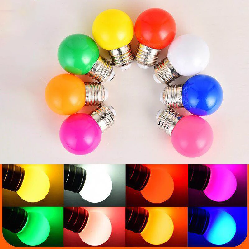 20 Uds. Bombilla LED E27 220V G45 1W bombilla LED colorida para lámpara de araña decoración navideña lámpara navideña para decoración del hogar iluminación
