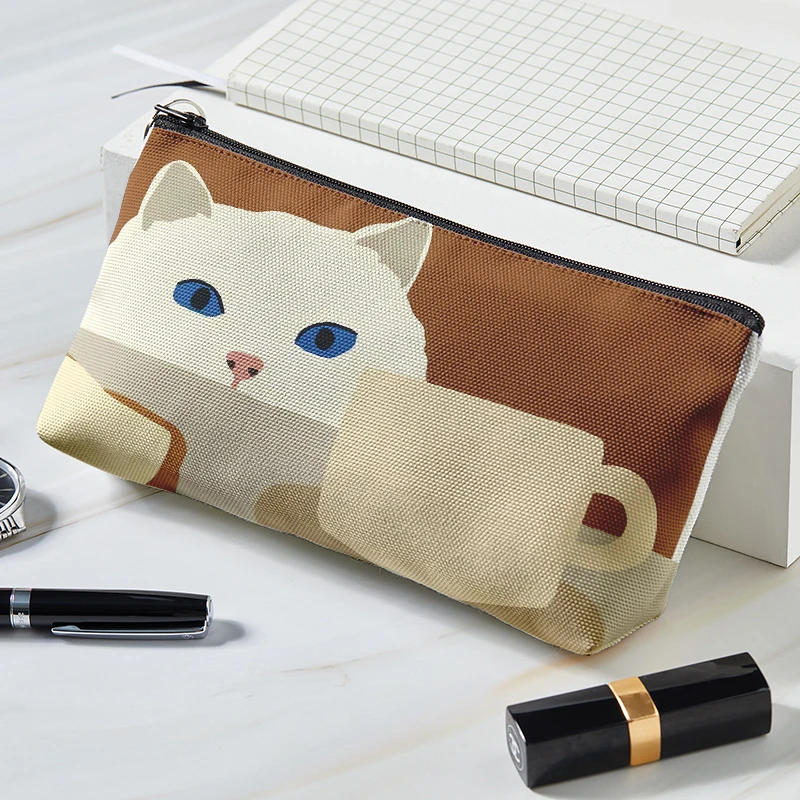 Nhật Bản Phong Cách Trang Điểm Mèo Series In Canvas Túi Đựng Mỹ Phẩm Công Suất Lớn Bé Gái Và Nữ Di Động Túi Đựng Mỹ Phẩm