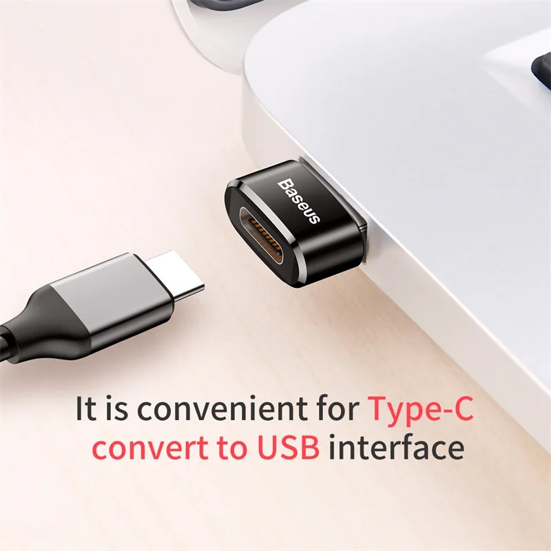 BASEUS-Adaptador USB a tipo C para móvil, convertidor OTG, USB-C macho a microUSB tipo C hembra, para MacBook, Samsung S20