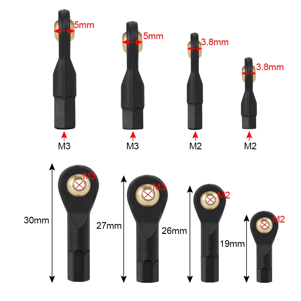 AXSPEED 10 Chiếc Nhựa M2/M3 Liên Kết Cần Bóng Cấp Chung Cho Trục SCX10 TRAXXAS TRX-4 1/10 RC Rock xe Bánh Xích Phụ Kiện Xe Hơi