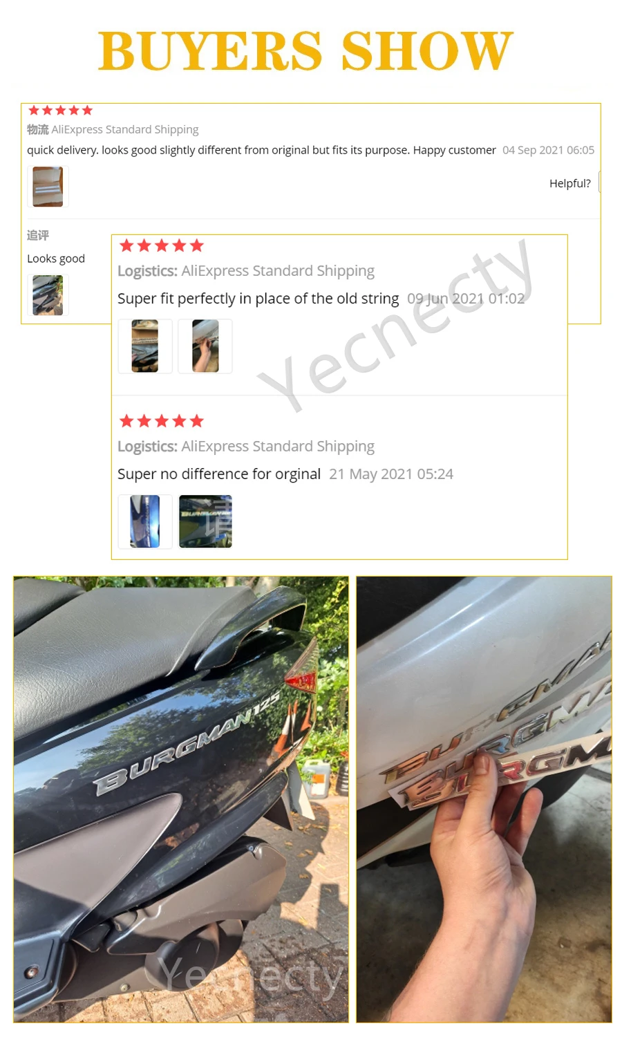 Yecnecty Dành Cho Xe Suzuki Burgman AN125 AN200 AN400 AN650 Xe Máy Phản Quang Dán Đề Can 3D Chrome 1 Bộ Xe Trượt Scooter Biểu Tượng Huy Hiệu
