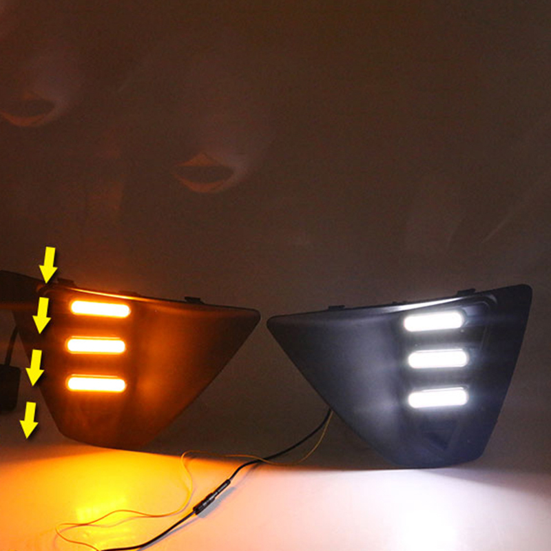 Penutup Lampu Kabut LED dengan Fungsi Sinyal Belok Kuning untuk Ford Focus 3 MK3 2009-2011 Lampu Siang Hari untuk Fokus DRL