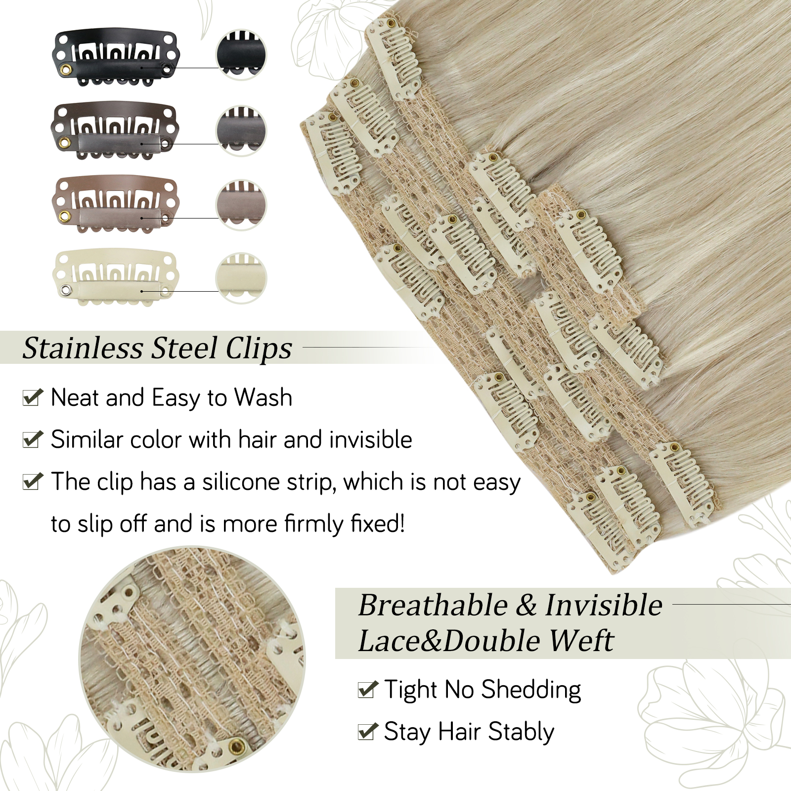 VeSunny pince dans les Extensions de cheveux cheveux humains Double trame fait à la Machine Remy perruques 7 pièces pince sur Extensions brun foncé blond 100gr