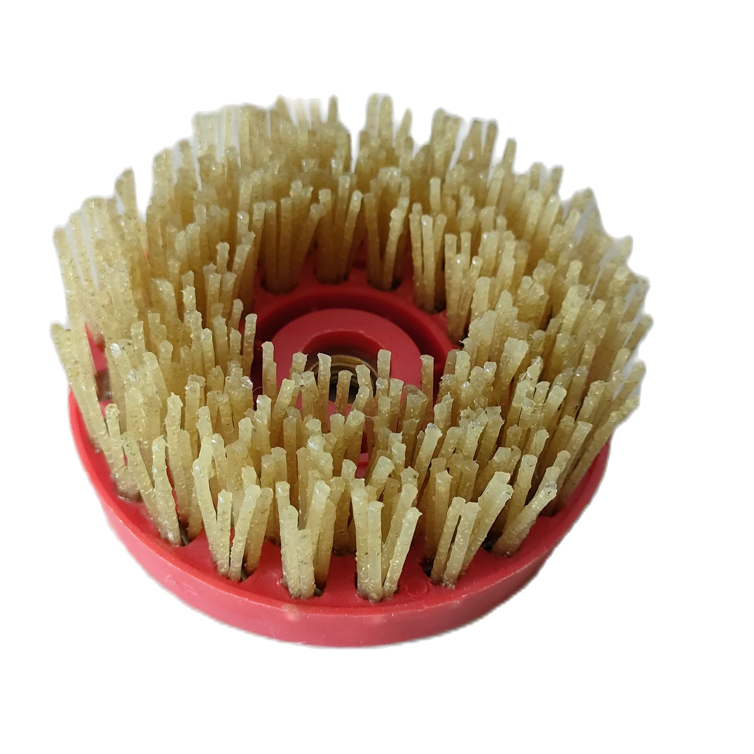 4 "110Mm Sikat Bulat Berlian Filamen Kulit Selesai Permukaan Lingkaran Sikat Abrasif