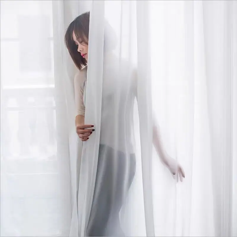 S Gấp Lượn Sóng Màn Siêu Mềm Tuyết Nguyên Chất Cửa Sổ Voan Sóng Rèm Cửa Cho Phòng Khách Lớn Voan Sheer Voile phòng Ngủ