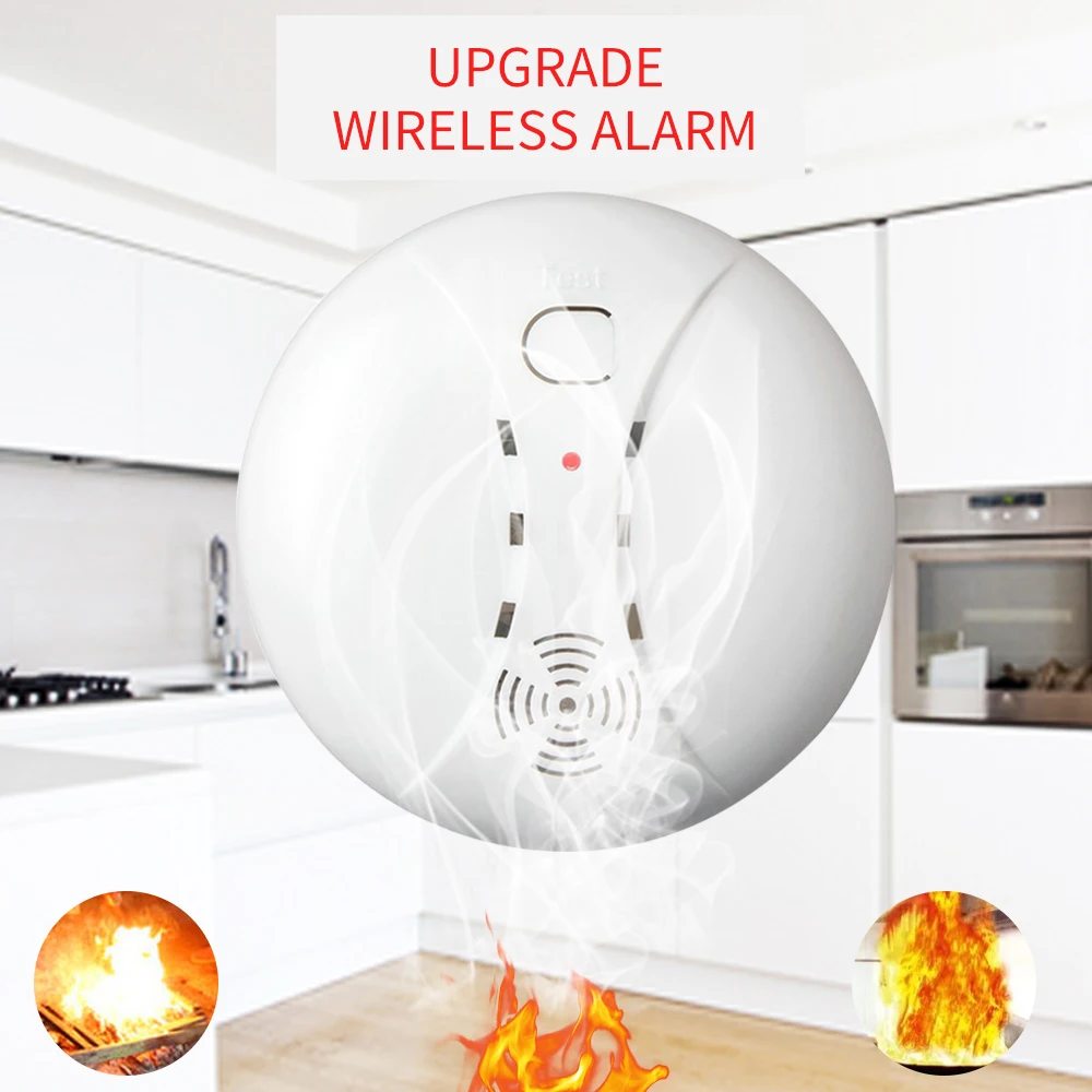 Smoke Sensor Wireless 433mhz Work With GSM Wifi Alarm System Security Alarms for Home smoke alarm fire detector