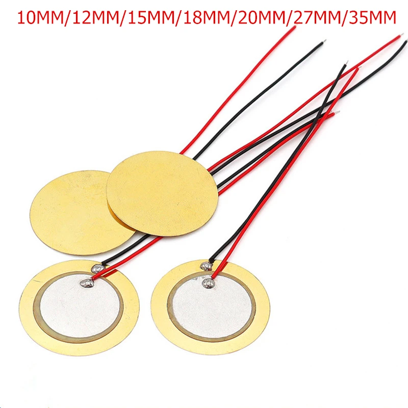 10 Chiếc 10/12/15/18/20/27MM/35MM Buzze Áp Điện Piezo gốm Đồng Ga Âm Tủ Cảm Biến Kích Hoạt Trống Đĩa Bằng Dây Đồng
