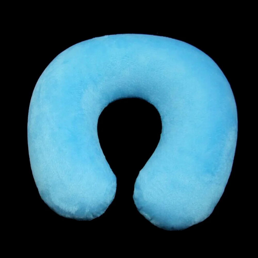 Funda de tela de felpa flocada, almohada inflable de viaje al aire libre, cojín en forma de U, almohada para el cuello, accesorios de viaje, almohada para siesta