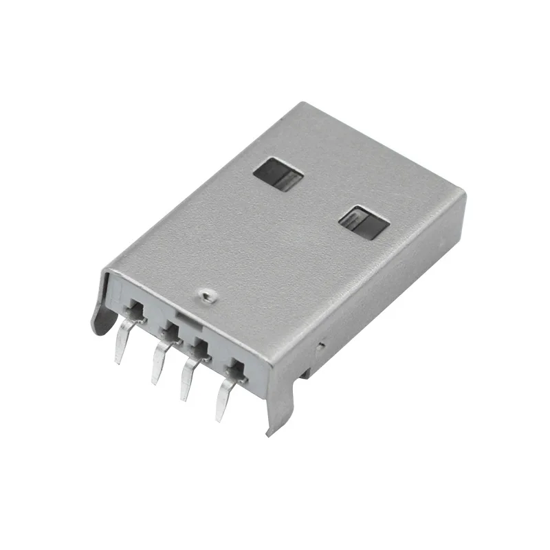 10 unids/lote USB 2,0 macho tipo A conector USB PCB enchufe 90 grados SMT conectores USB macho 4 pines SMD