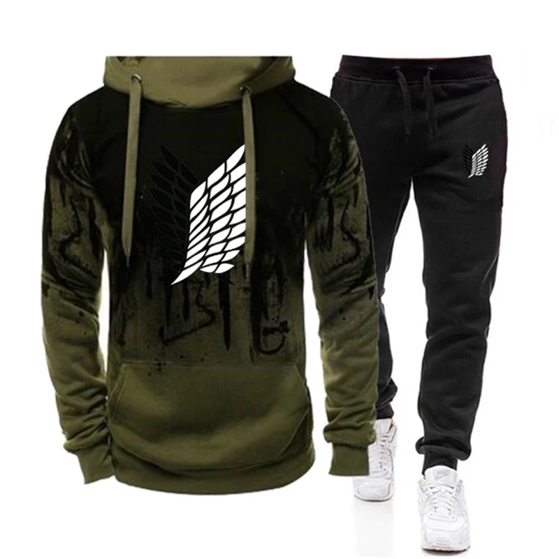 Nuevo chándal para hombre, conjuntos de dos piezas, sudaderas con capucha, sudaderas con capucha informales de algodón para otoño e invierno, sudaderas con capucha cálidas y pantalones, traje masculino de moda