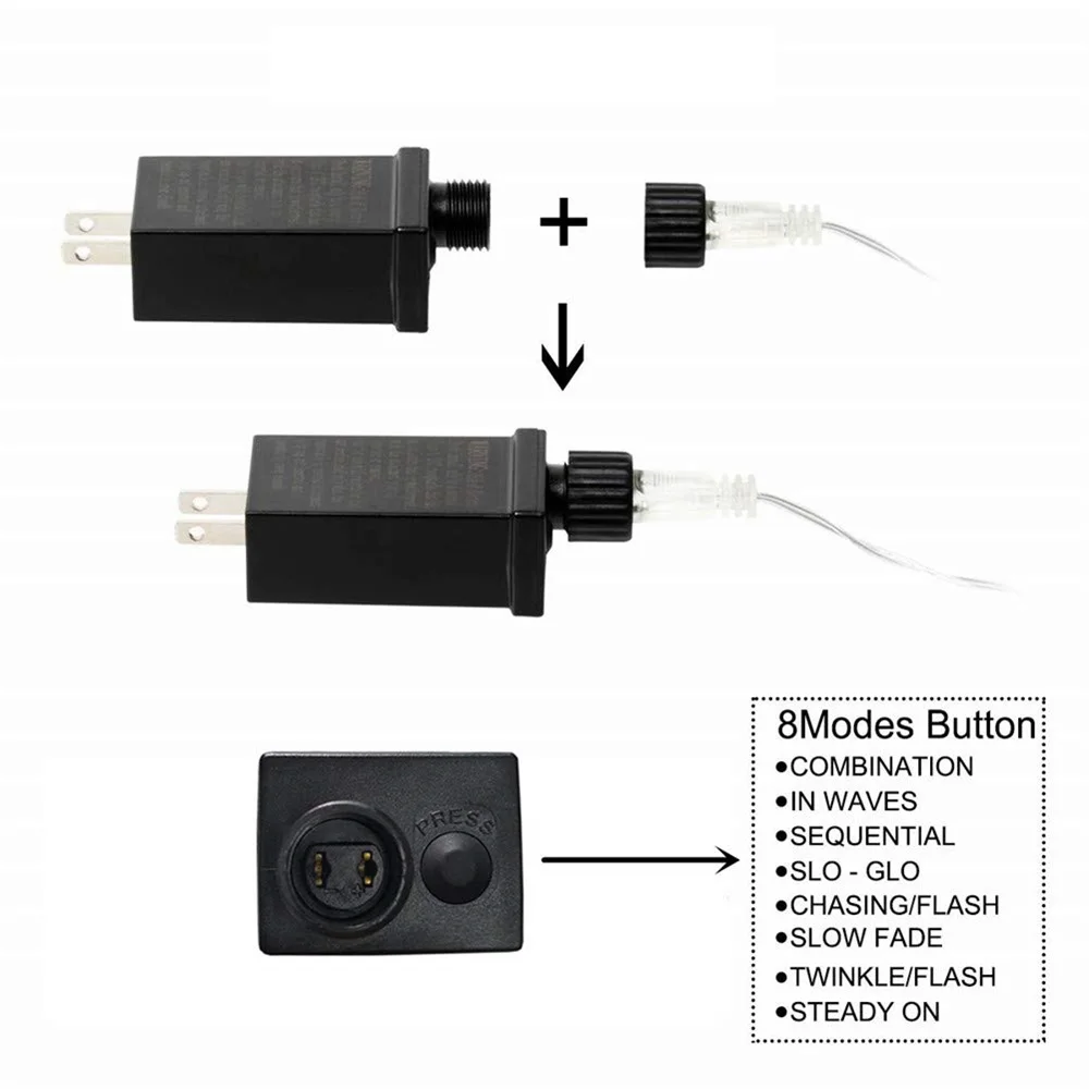 EU Anh Mỹ Âu Cắm Dùng Bộ Chuyển Đổi Ổ Cắm Đôi 24V/30V Điện Áp Thấp biến Áp Vườn Lồng Đèn Phụ Kiện & 8 Chức Năng