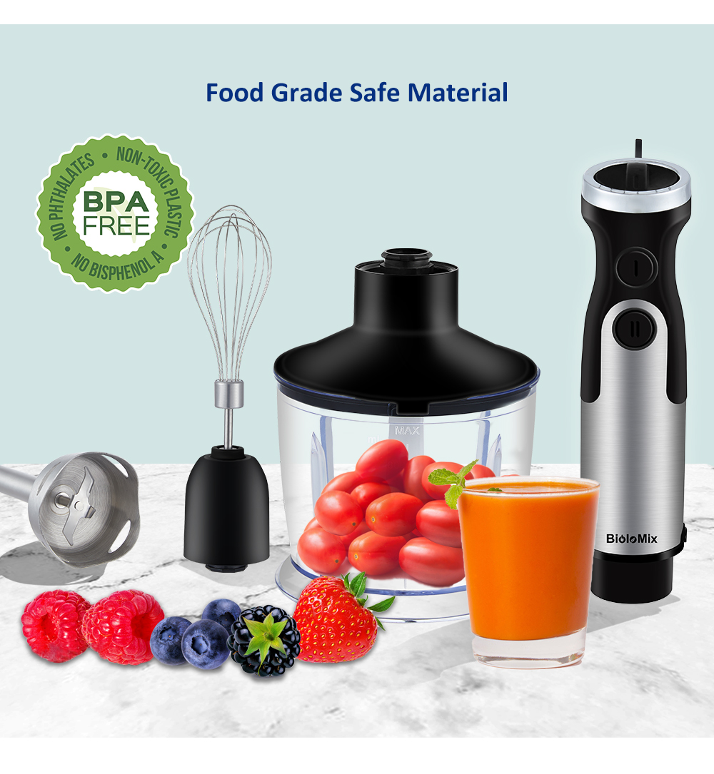 BioloMix 1200W 5-in-1 Onderdompeling Hand Stick Blender Mixer Groente Vleesmolen 800ml Chopper Garde 600ml Smoothie Cup