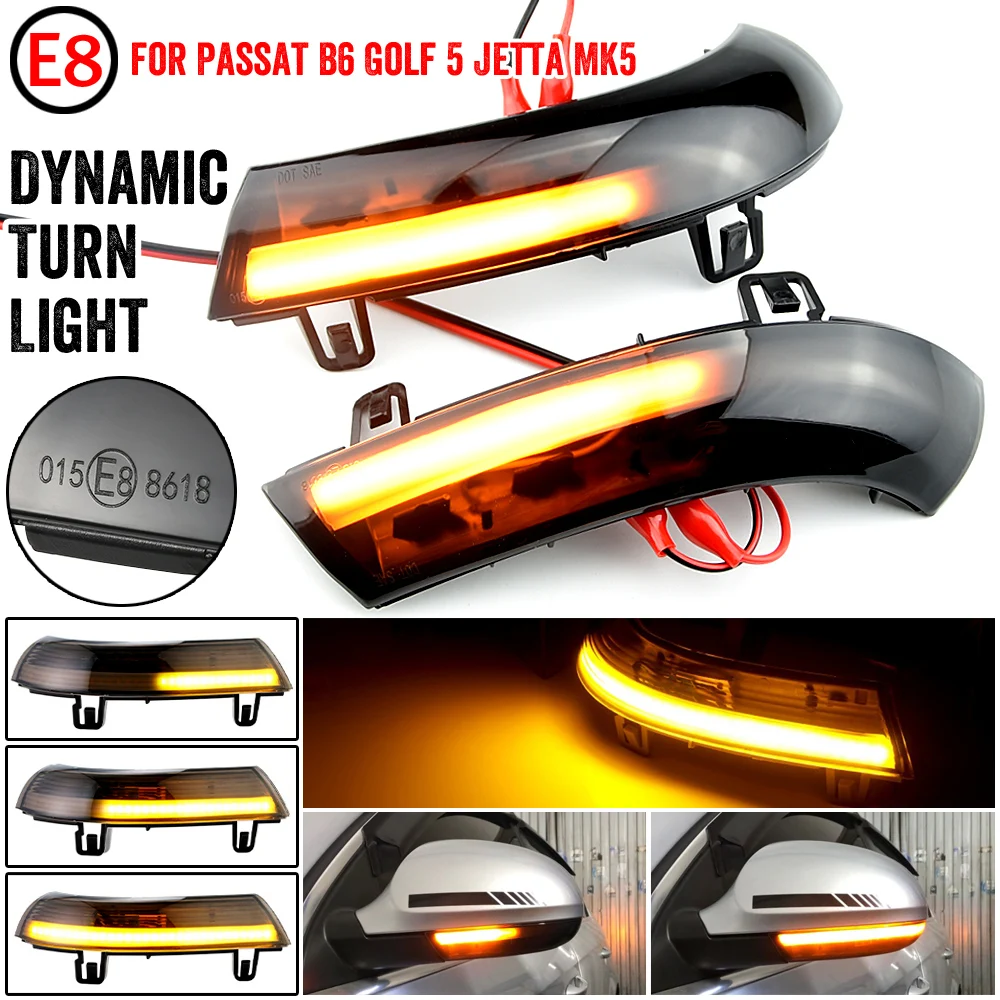 Luz LED de intermitente para espejo lateral de flujo dinámico parpadeante de agua para VW Passat B5.5 B6 R36 R32 Jetta MK5 Golf 5 GTI Sharan SuperB
