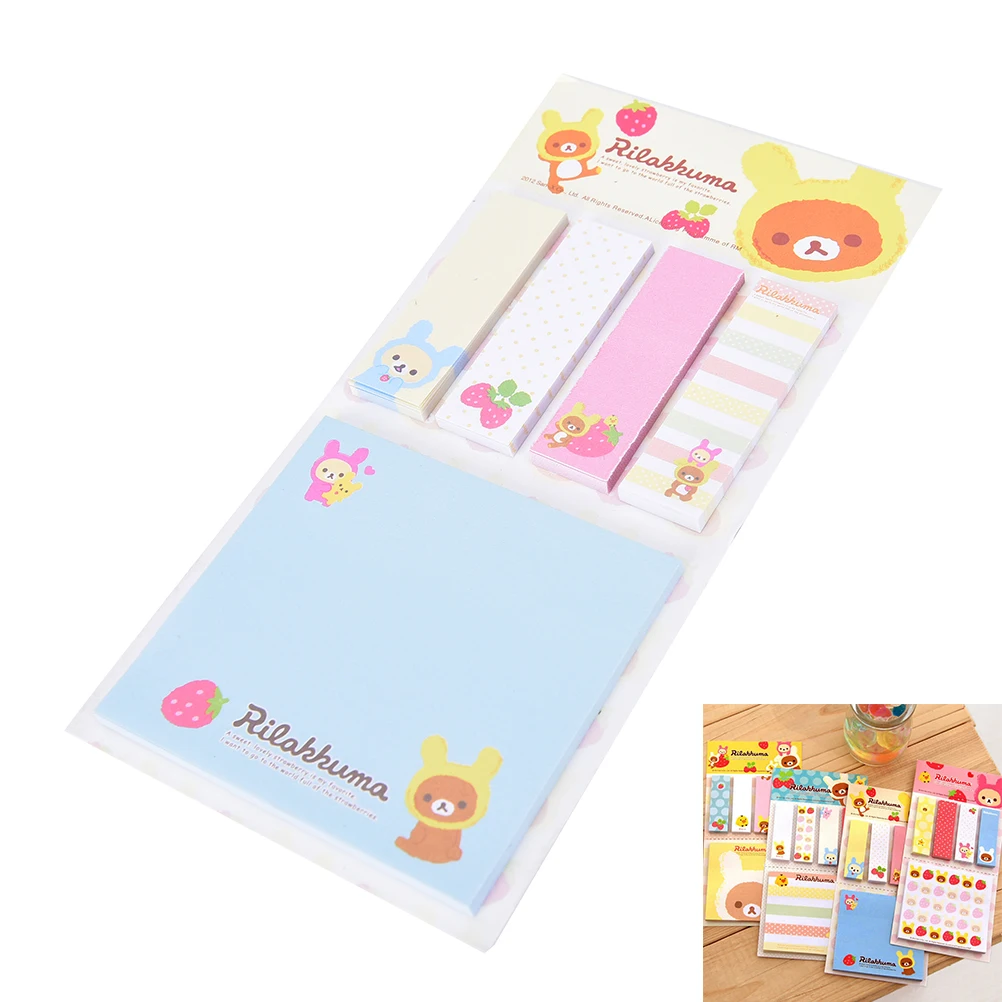 Rilakkuma Hoạt Hình Dễ Thương Gấu Giấy Dán Ghi Chú Memo Pad Dùng Học Quy Hoạch Dán Giấy Đánh Dấu Trang Hàn Quốc Văn Phòng Phẩm