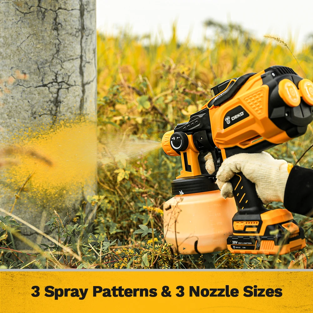 DEKO HVLP Spray Gun with LED Light & 3 Nozzle 1200ml Large Capacity High Power Electric Paint Sprayer for Home DIY
