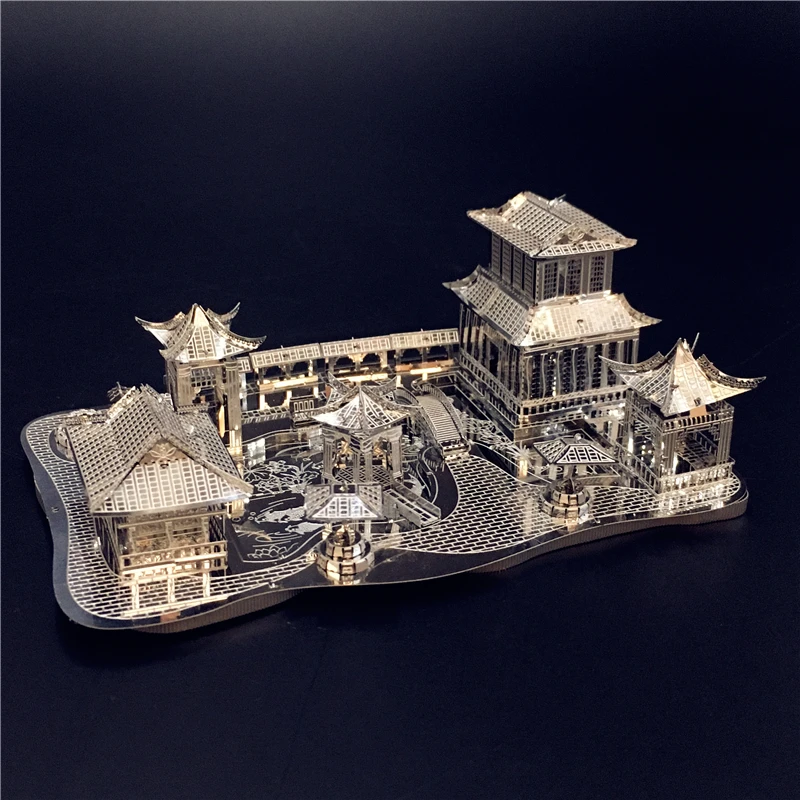 3D โลหะปริศนาจีนคลาสสิก Gardens of Suzhou อาคาร Diy 3D ชุดเลเซอร์ตัดประกอบของเล่นจิ๊กซอว์
