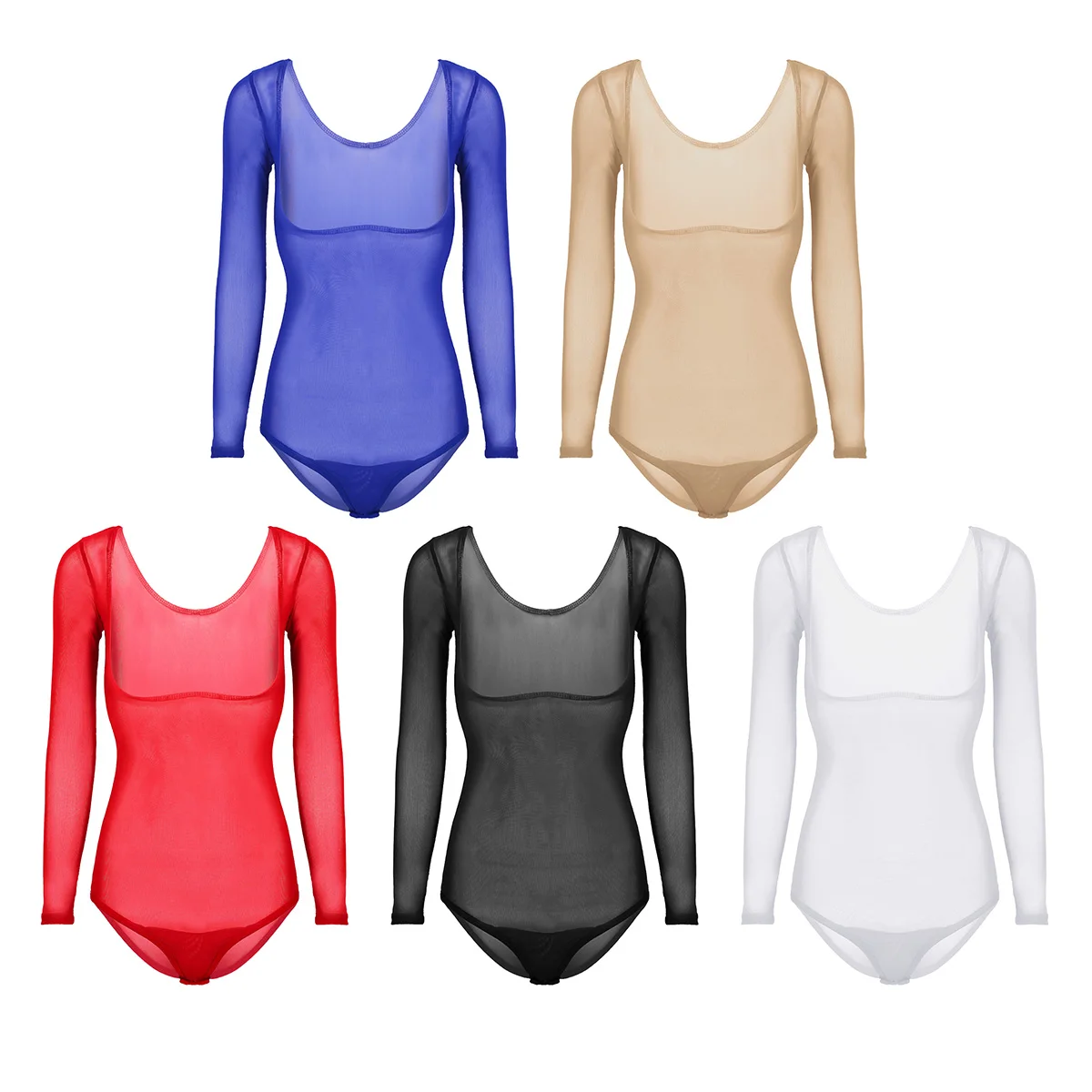 TiaoBug 여성 연습 밸리 댄스 Bottoming Bodysuit 메쉬 Sheer Underbust Leotard with Thong Lady Dance Bodystocking 속옷