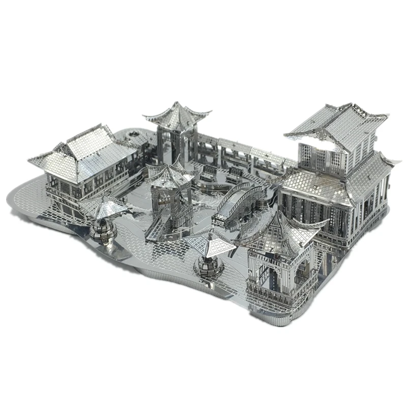 3D โลหะปริศนาจีนคลาสสิก Gardens of Suzhou อาคาร Diy 3D ชุดเลเซอร์ตัดประกอบของเล่นจิ๊กซอว์