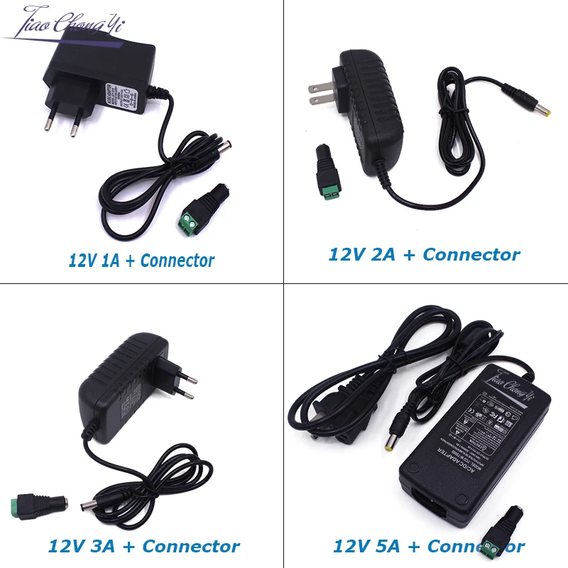 Transformadores de iluminación DC12V a AC100-240V salida DC12V 1A 2A 3 5A UE EE. UU. LED adaptador de corriente para tira de LED 5630 5050