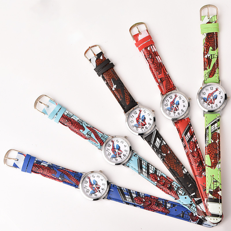 Disney spiderman relógio bonito dos desenhos animados crianças relógios meninos presente de natal relógio de quartzo de couro