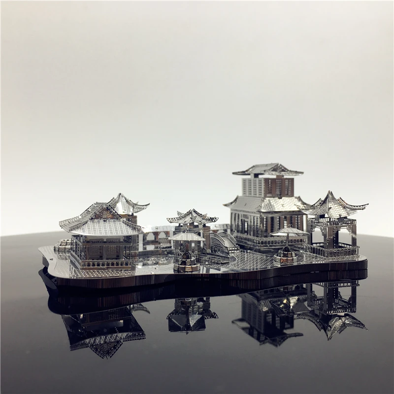 3D โลหะปริศนาจีนคลาสสิก Gardens of Suzhou อาคาร Diy 3D ชุดเลเซอร์ตัดประกอบของเล่นจิ๊กซอว์