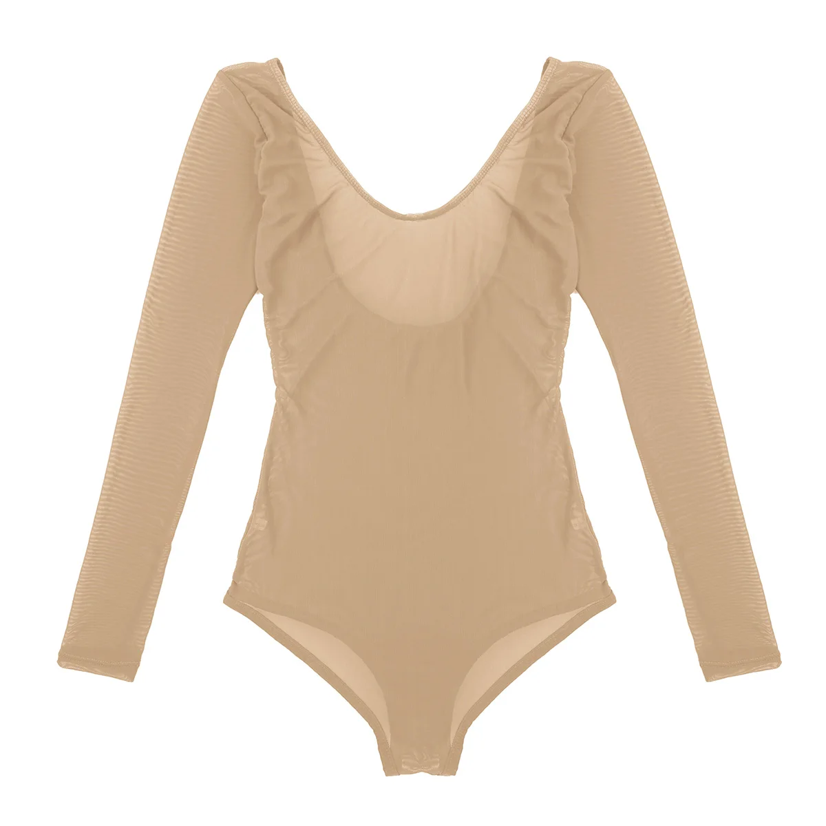 TiaoBug 여성 연습 밸리 댄스 Bottoming Bodysuit 메쉬 Sheer Underbust Leotard with Thong Lady Dance Bodystocking 속옷