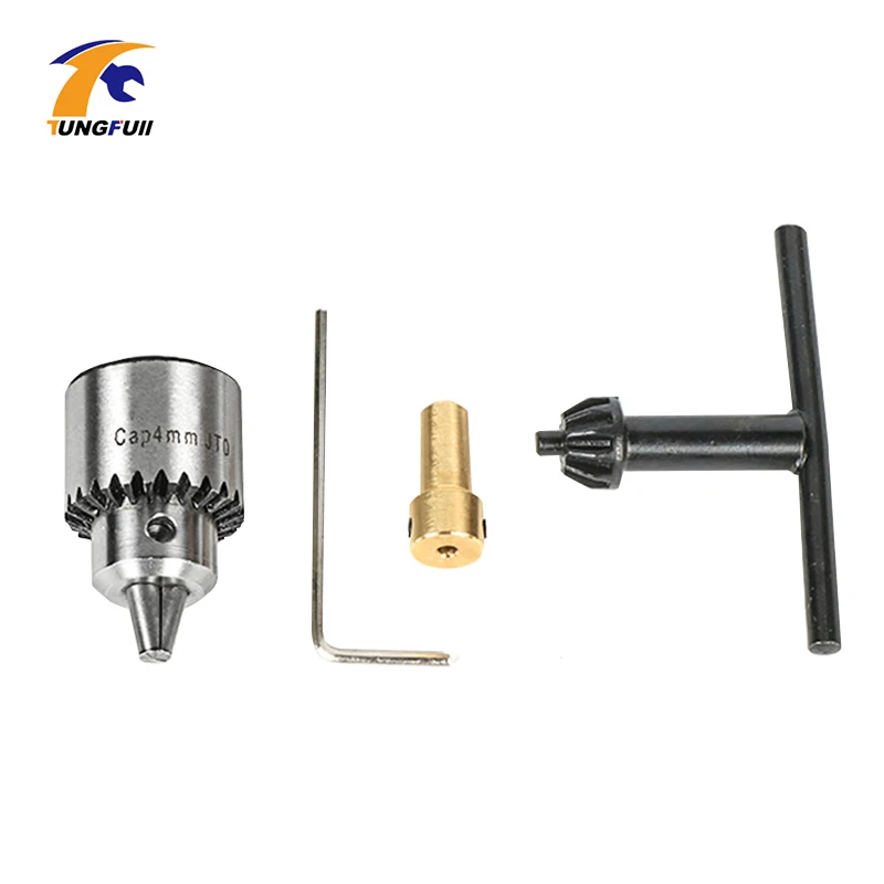 Tungfull Motor Bohrfutter 0,3–4 mm Jto Taper mit Bohrfutterschlüssel 3,17 mm Messing/5 mm Stahl Mini-Elektromotor Bohrfutter Klemmung