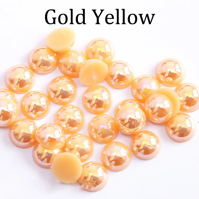 모조 ABS 진주 비즈 플랫 백 2 3 4 5 6 8 10 12 14 mm AB 색상 카보 숑 하프 라운드 비드 스크랩북 장식 DIY 쥬얼리