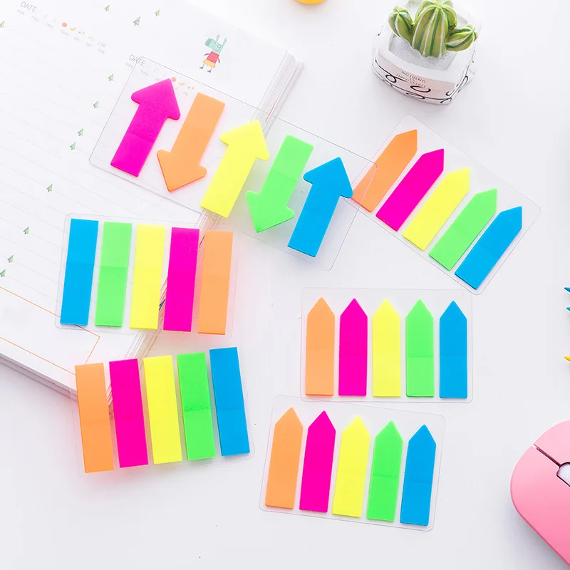 100 Trang Huỳnh Quang Nhãn Giấy Dán Ghi Chú Trong Suốt Chỉ Số Đánh Dấu Trang Miếng Dán Kawaii Đồ Văn Phòng Phẩm Miếng Dán Dấu Cờ