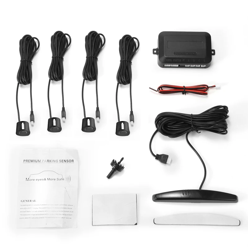 YASOKRO-Sensor de estacionamiento Led para coche, Detector automático de coche, pantalla Parktronic, sistema de Monitor de marcha atrás con 4 sensores