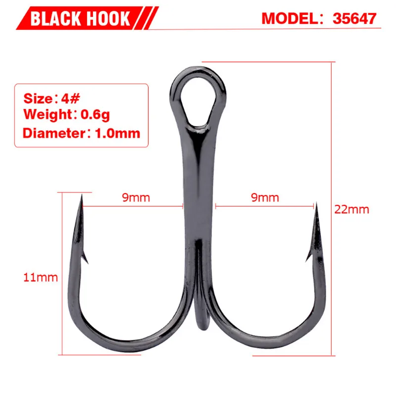 10 Cái/lốc 2 #4 #6 #8 #10 # Câu Cá Màu Đen Móc Thép Carbon Cao Lật Ngược móc Câu Vòng Uốn Cong Treble Cho Bass