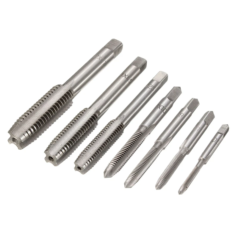 7 Chiếc M3-M12 HSS Hệ Mét Tay Phải Máy Thẳng Fluted Vít Ren Tập Bộ Hệ Mét Cắm Tập Khoan Bộ dụng Cụ Cầm Tay
