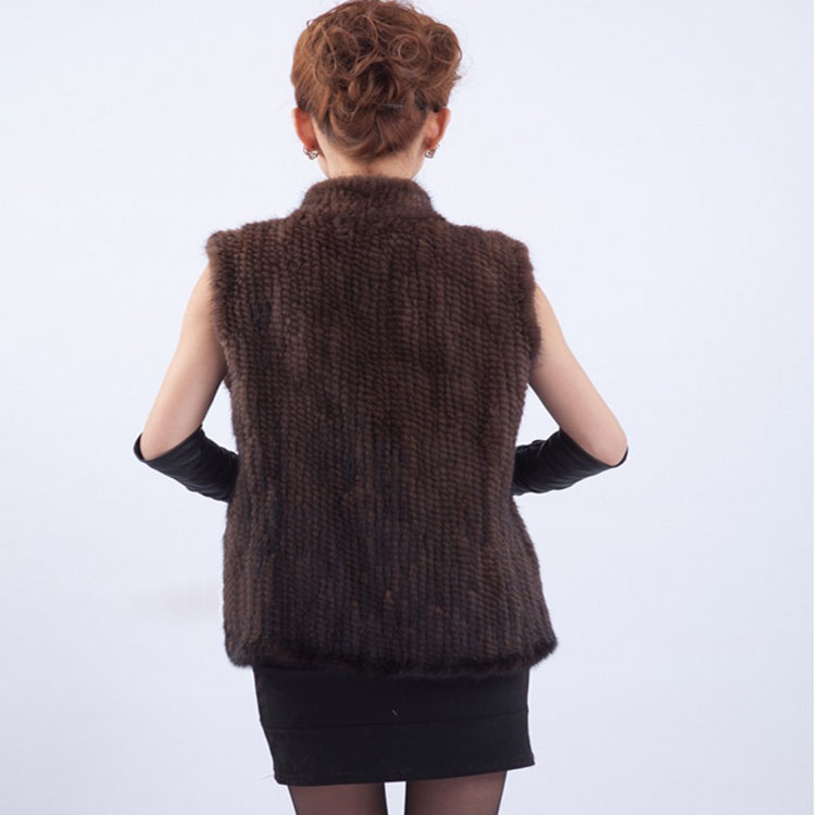 Chaleco de piel de visón auténtica para mujer, chaqueta de piel de visón tejida, chalecos de invierno, novedad